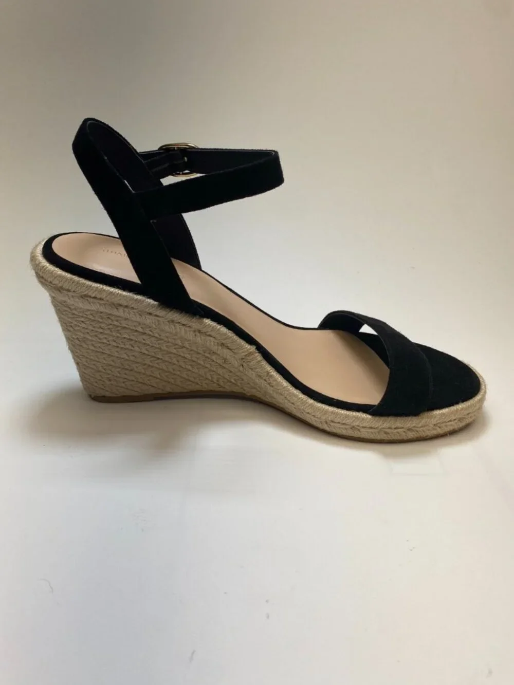 Stuart Weitzman Women's Teddi Black Suede Espadrille Wedge Heel Sandals Sz 10.5